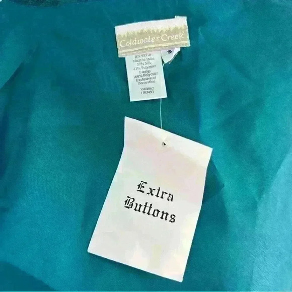 NWT Coldwater Creek silk embroidered teal jacket. - Picture 2 of 9